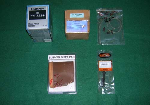 You can get Federal primers, Moulton Lead bullets, stainless steel tube springs, Marble sights, and the Slip-On Butt Pad